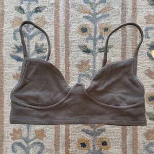 Joah Brown Ribbed Structured Tank Bra XS/S